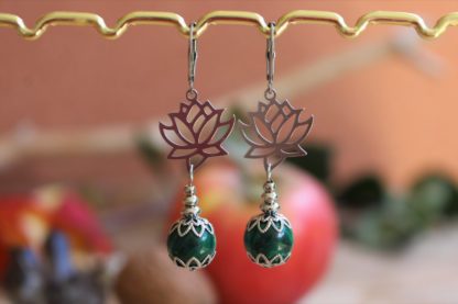 boucles d'oreilles en malachite lithothérapie bijoux pierres véritables et naturelles