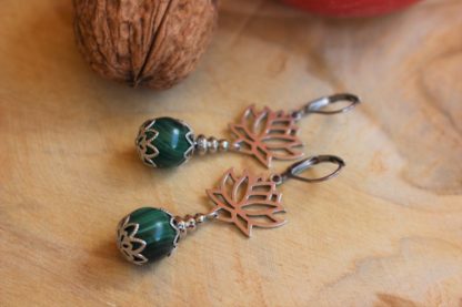 boucles d'oreilles en malachite lithothérapie bijoux pierres véritables et naturelles