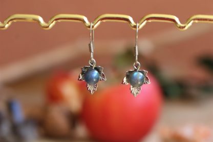 boucles d'oreilles feuilles en labradorite lithothérapie bijoux pierres véritables et naturelles