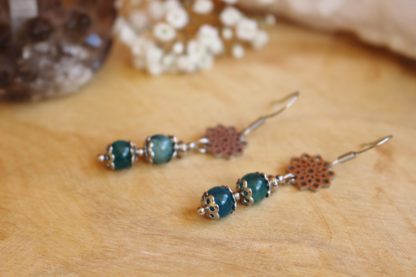 boucles d'oreilles en apatite bleue lithothérapie bijoux pierres véritables et naturelles