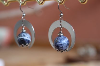 boucles d'oreilles en sodalite bijoux pierres naturelles lithothérapie cadeau femme