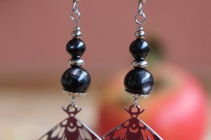 boucles d'oreilles en hyperstène pierres naturelles lithothérapie cadeau femme bijoux
