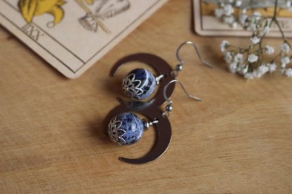 boucles d'oreilles en sodalite bijoux pierres naturelles lithothérapie cadeau femme