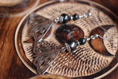 boucles d'oreilles en hyperstène pierres naturelles lithothérapie cadeau femme bijoux