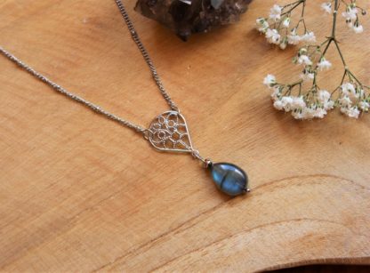 Collier en labradorite pierres naturelles bijoux artisanaux lithothérapie cadeau femme