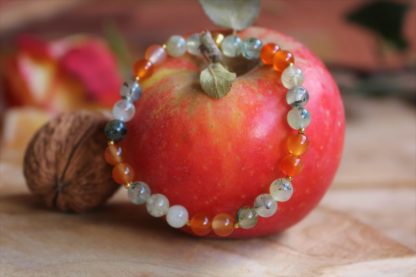 Bracelet prehnite et cornaline (réservé)