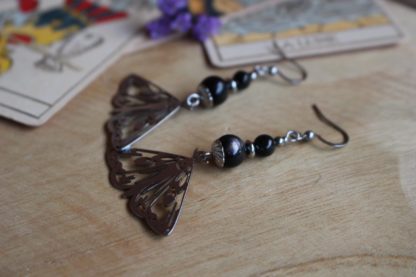 boucles d'oreilles en hyperstène pierres naturelles lithothérapie cadeau femme bijoux