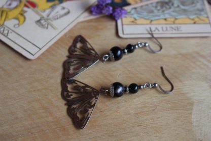 boucles d'oreilles en hyperstène pierres naturelles lithothérapie cadeau femme bijoux