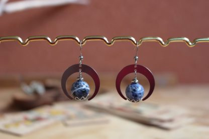 boucles d'oreilles en sodalite bijoux pierres naturelles lithothérapie cadeau femme