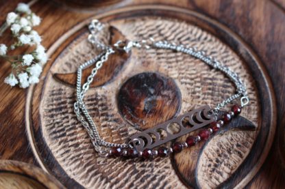bracelet double rangs en grenat almandin bijoux pierres naturelles lithothérapie cadeau femme