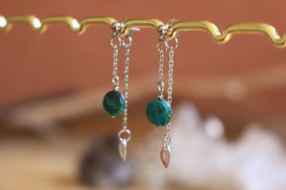 boucles d'oreilles en chrysocolle lithothérapie bijoux pierres véritables et naturelles