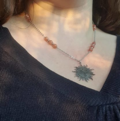 collier pierre de soleil bijoux pierres naturelles lithothérapie cadeau femme