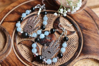 Boucles d'oreilles en aigue-marine et obsidienne - Divine Sagesse – Image 2
