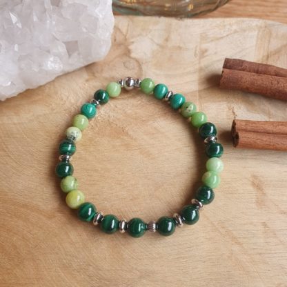 bracelet en malachite et chrysoprase lithothérapie bijoux pierres véritables et naturelles