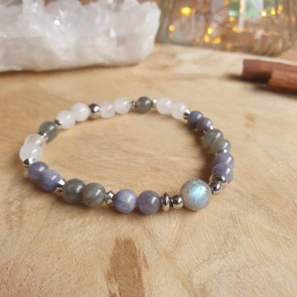 bracelet en tanzanite jade blanc labradorite lithothérapie bijoux pierres véritables et naturelles