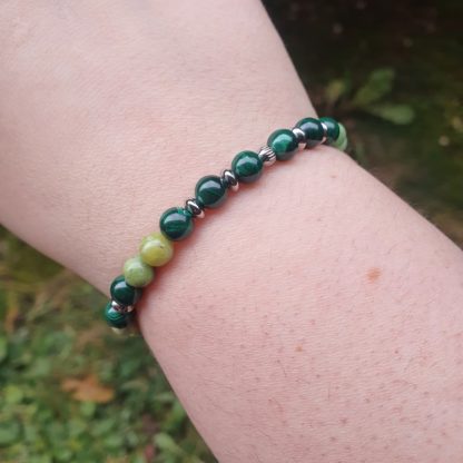 bracelet en malachite et chrysoprase lithothérapie bijoux pierres véritables et naturelles