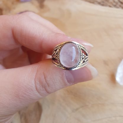 Bague en quartz rose argent 925 pierre naturelle bijoux lithothérapie