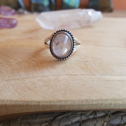 Bague en quartz rose argent 925 pierre naturelle bijoux lithothérapie