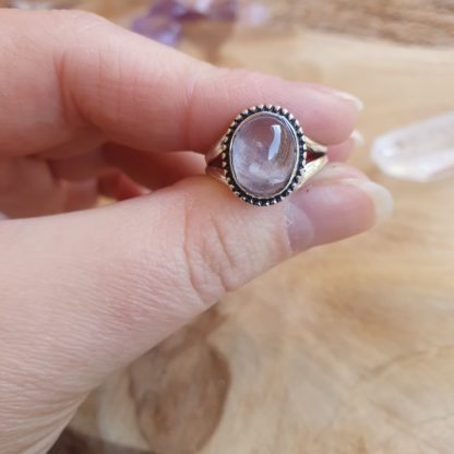 Bague en quartz rose argent 925 pierre naturelle bijoux lithothérapie