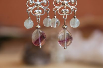 boucles d'oreilles en fluorite lithothérapie bijoux pierres véritables et naturelles