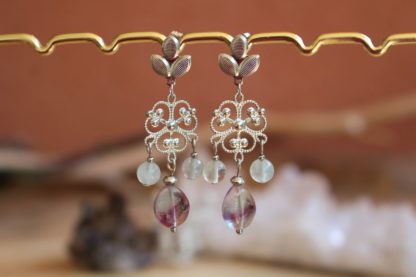 boucles d'oreilles en fluorite lithothérapie bijoux pierres véritables et naturelles