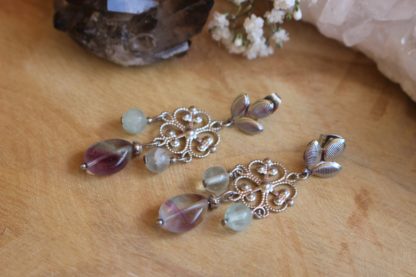 boucles d'oreilles en fluorite lithothérapie bijoux pierres véritables et naturelles