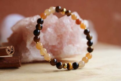 bracelet en oeil de tigre et calcite orange lithothérapie bijoux pierres véritables et naturelles