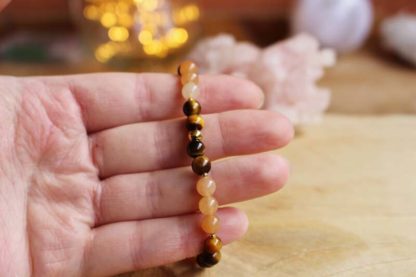 bracelet en oeil de tigre et calcite orange lithothérapie bijoux pierres véritables et naturelles