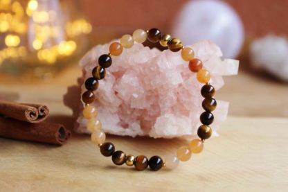 bracelet en oeil de tigre et calcite orange lithothérapie bijoux pierres véritables et naturelles