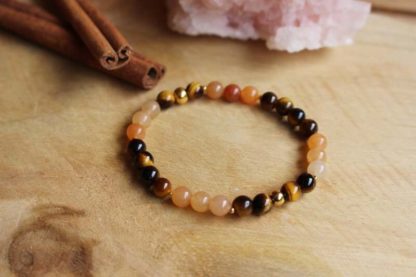 bracelet en oeil de tigre et calcite orange lithothérapie bijoux pierres véritables et naturelles