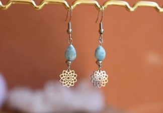boucles d'oreilles en larimar lithothérapie bijoux pierres véritables et naturelles