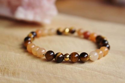 bracelet en oeil de tigre et calcite orange lithothérapie bijoux pierres véritables et naturelles