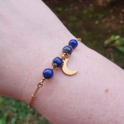 Bracelet en lapis-lazuli pierres naturelles bijoux artisanaux lithothérapie cadeau femme