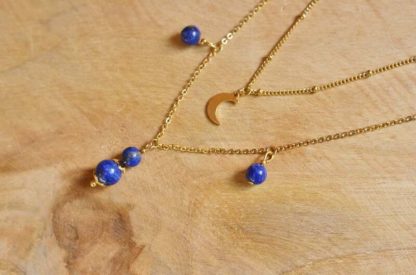 Collier en lapis-lazuli pierres naturelles bijoux artisanaux lithothérapie cadeau femme(1)
