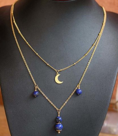 Collier en lapis-lazuli pierres naturelles bijoux artisanaux lithothérapie cadeau femme(1)