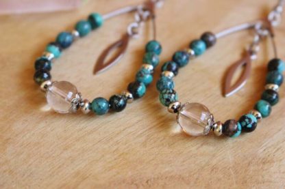 boucles d'oreilles en turquoise véritable lithothérapie bijoux pierres véritables et naturelles