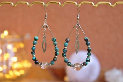 boucles d'oreilles en turquoise véritable lithothérapie bijoux pierres véritables et naturelles