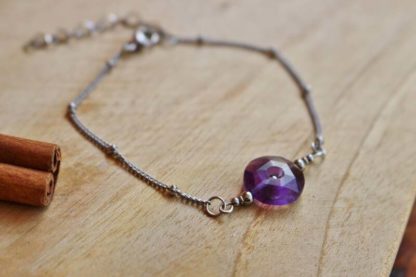 Bracelet en améthyste pierres naturelles bijoux artisanaux lithothérapie cadeau femme