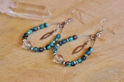 boucles d'oreilles en turquoise véritable lithothérapie bijoux pierres véritables et naturelles