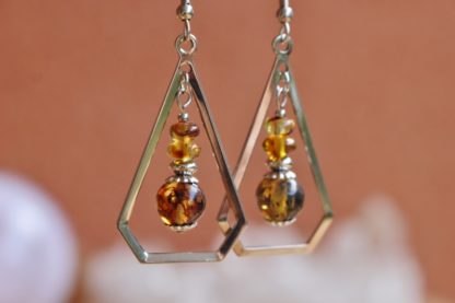 boucles d'oreilles en ambre lithothérapie bijoux pierres véritables et naturelles