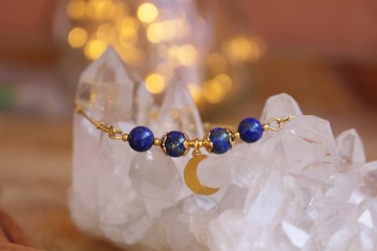 Bracelet en lapis-lazuli pierres naturelles bijoux artisanaux lithothérapie cadeau femme