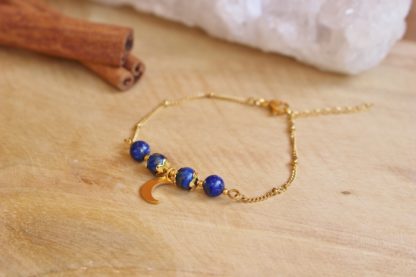 Bracelet en lapis-lazuli pierres naturelles bijoux artisanaux lithothérapie cadeau femme
