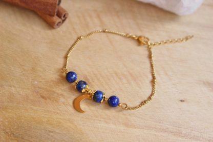 Bracelet en lapis-lazuli pierres naturelles bijoux artisanaux lithothérapie cadeau femme