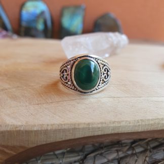 Bague en malachite argent 925 pierre naturelle bijoux lithothérapie