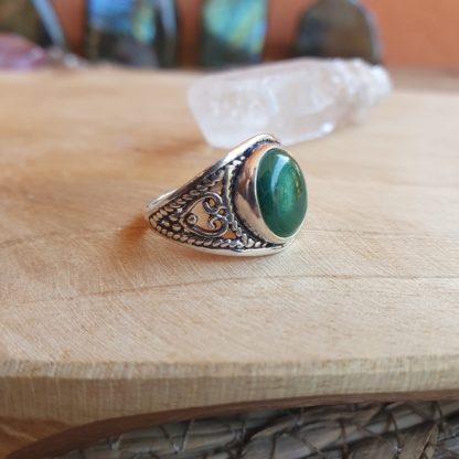 Bague en malachite argent 925 pierre naturelle bijoux lithothérapie