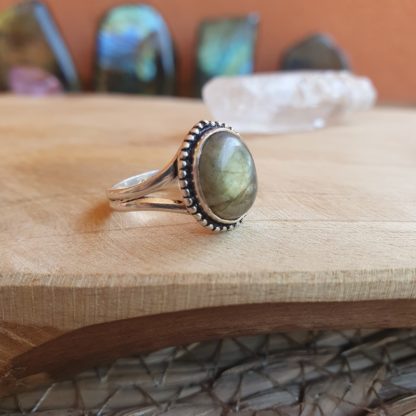 Bague en labradorite argent 925 pierre naturelle bijoux lithothérapie