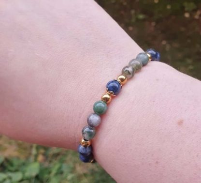Bracelet en dumortiérite et agate mousse (réservé) – Image 4