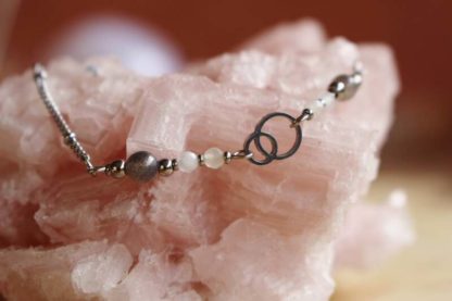 Bracelet en péristérite et pierre de lune pierres naturelles bijoux artisanaux lithothérapie cadeau femme