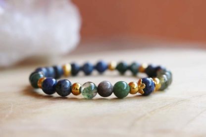 Bracelet en dumortiérite et agate mousse (réservé) – Image 3