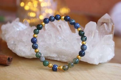 Bracelet en dumortiérite et agate mousse (réservé)